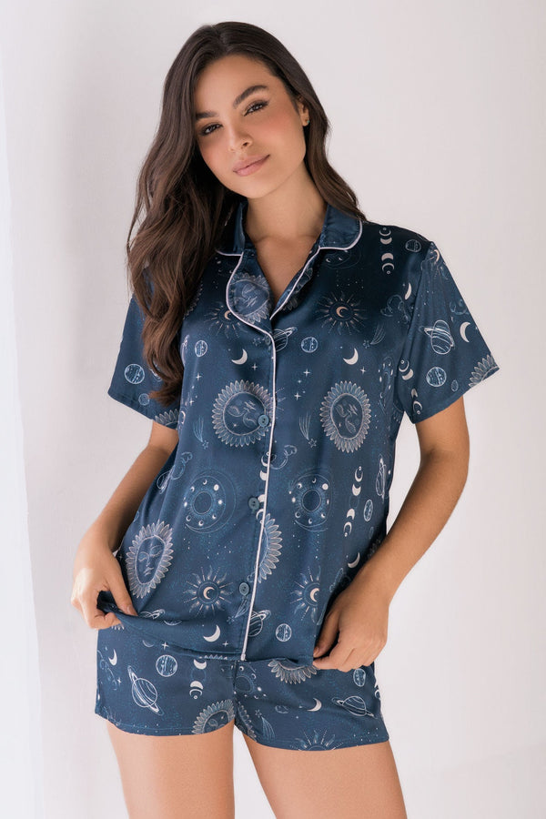 Pijama Mujer en Satín Verde 21038