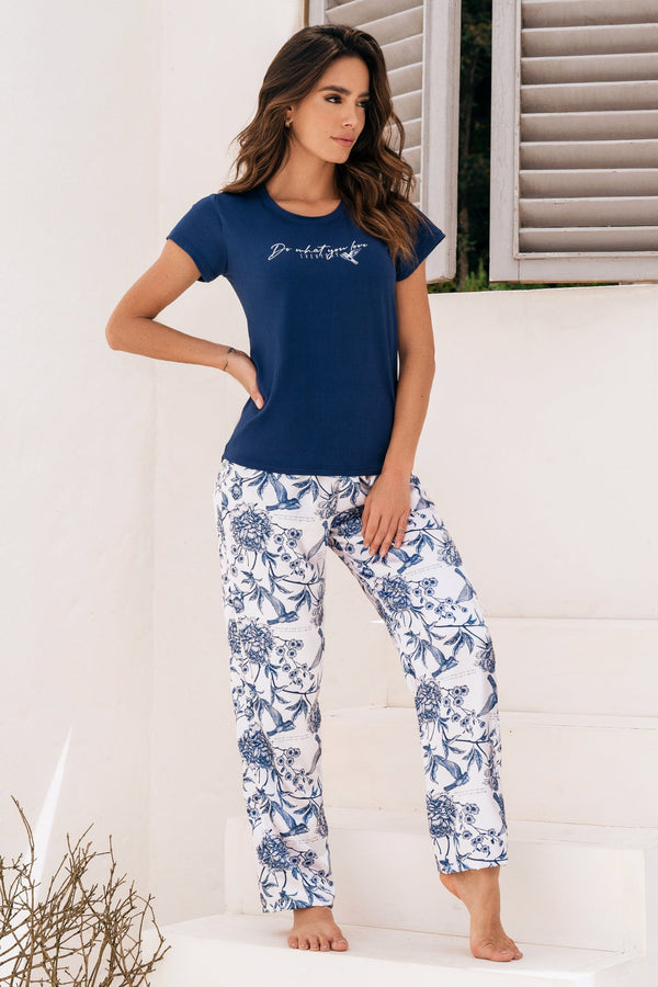11949 Conjunto pantalon satín Azul