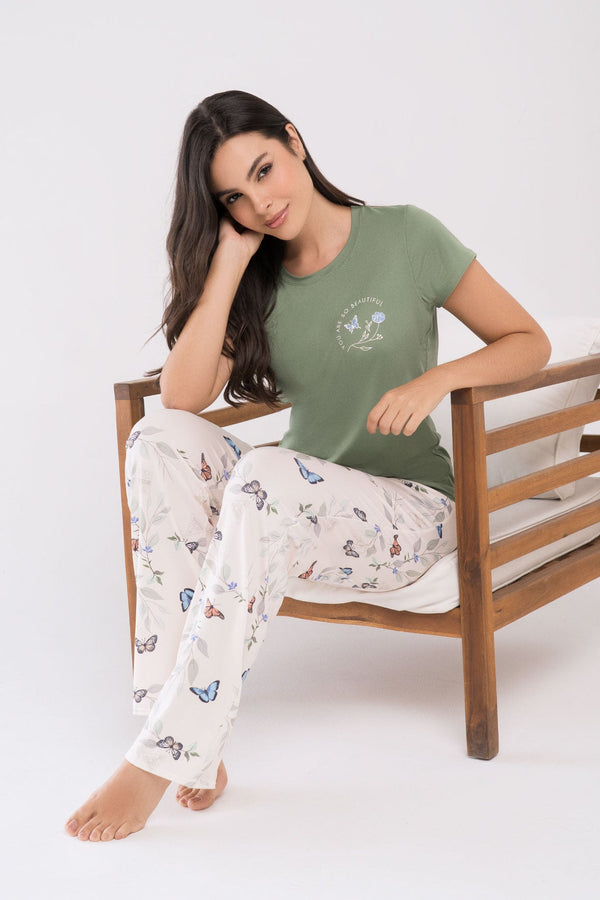 Pijama Pantalón Mujer Verde 23042