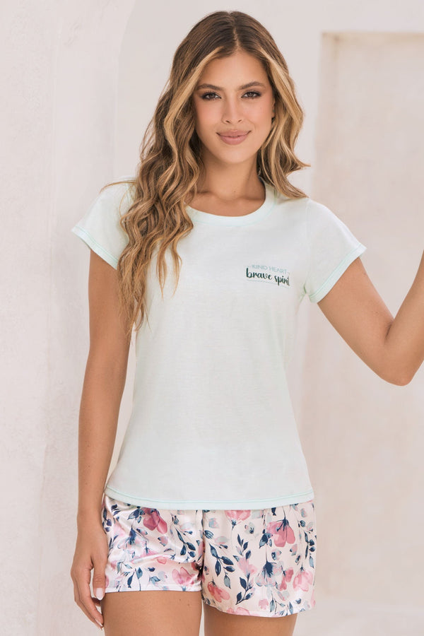 Pijama Mujer en Satín Verde 12630